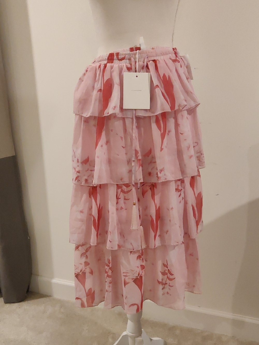 New!Avantlook Four Tiered Ruffles Skirt Waist Drawstring Y2K CottageCore Vintage